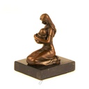 [LA-39305] Bronzeskulptur Bronzefigur Bronze Kniend Frau Mutter mit Kind Baby Im Arm Bild 5