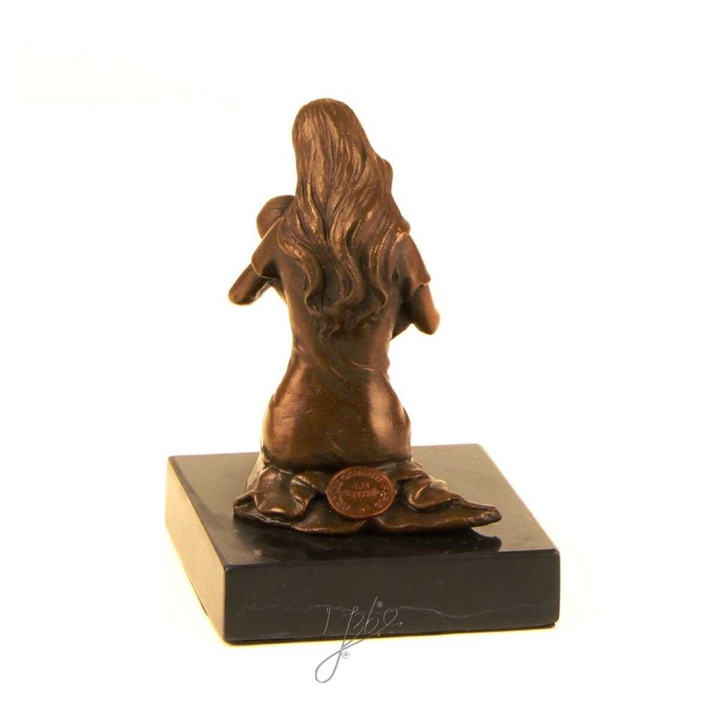 [LA-39305] Bronzeskulptur Bronzefigur Bronze Kniend Frau Mutter mit Kind Baby Im Arm Bild 10
