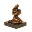 [LA-39305] Bronzeskulptur Bronzefigur Bronze Kniend Frau Mutter mit Kind Baby Im Arm Bild 16