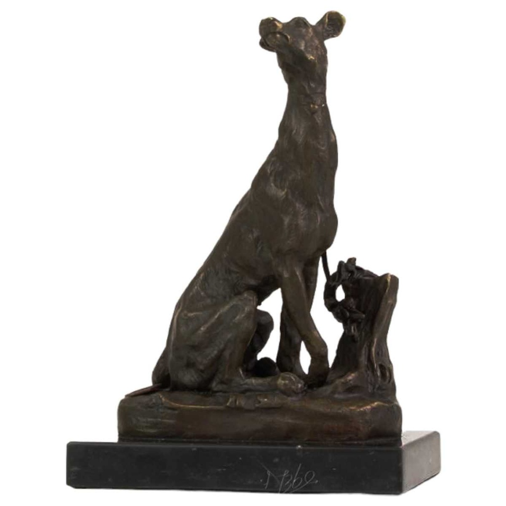 [LA-39323] Bronzeskulptur Bronzefigur Sitzender Windhund Bild 2