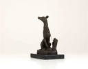 [LA-39323] Bronzeskulptur Bronzefigur Sitzender Windhund Bild 3