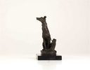 [LA-39323] Bronzeskulptur Bronzefigur Sitzender Windhund Bild 4