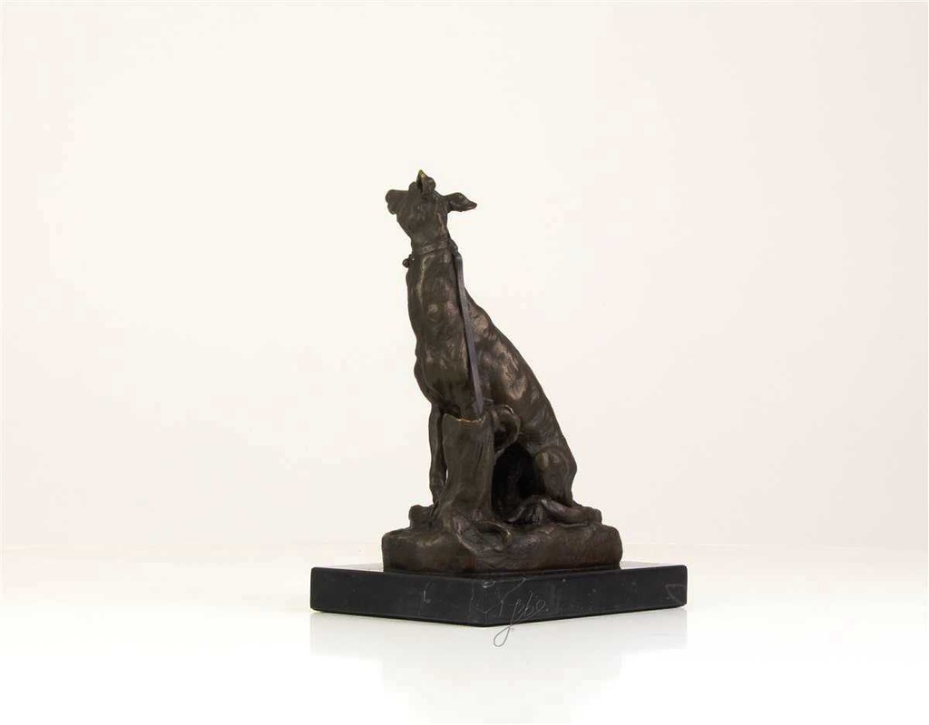 [LA-39323] Bronzeskulptur Bronzefigur Sitzender Windhund Bild 6