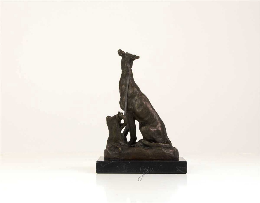 [LA-39323] Bronzeskulptur Bronzefigur Sitzender Windhund Bild 8