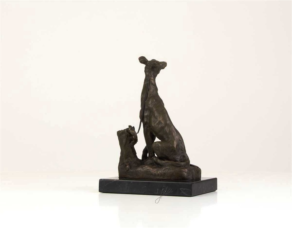 [LA-39323] Bronzeskulptur Bronzefigur Sitzender Windhund Bild 9