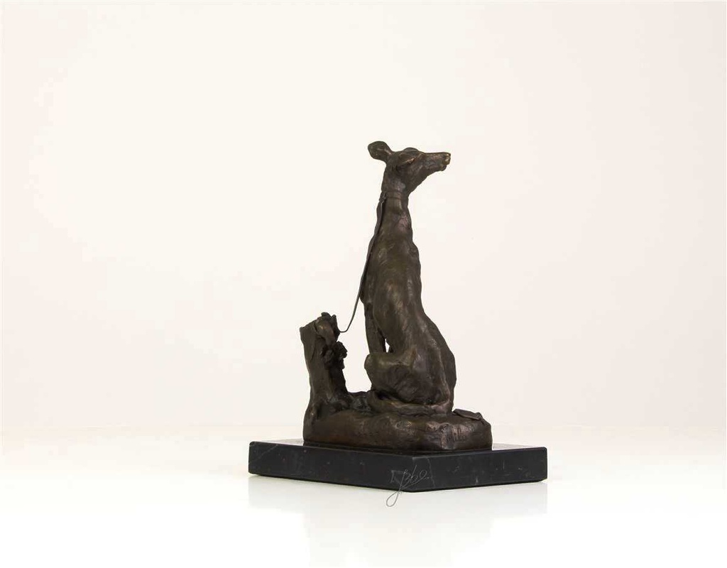 [LA-39323] Bronzeskulptur Bronzefigur Sitzender Windhund Bild 10