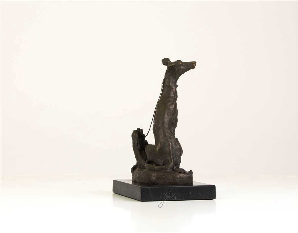 [LA-39323] Bronzeskulptur Bronzefigur Sitzender Windhund Bild 11