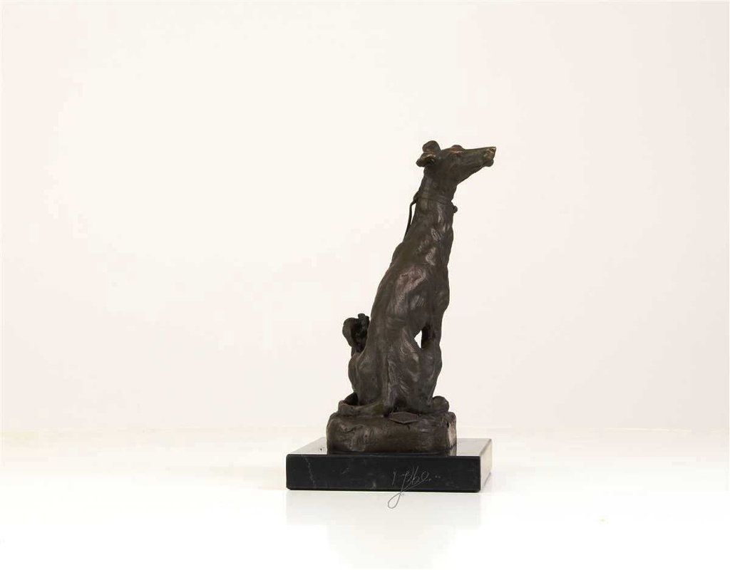 [LA-39323] Bronzeskulptur Bronzefigur Sitzender Windhund Bild 12