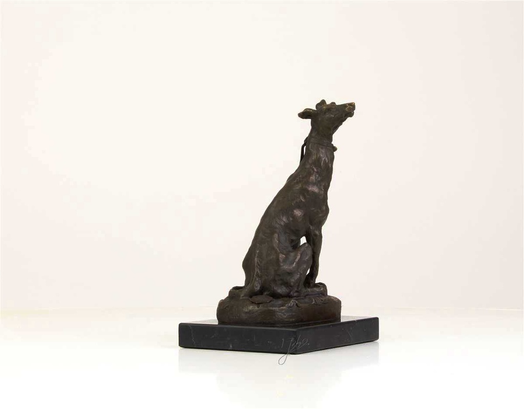 [LA-39323] Bronzeskulptur Bronzefigur Sitzender Windhund Bild 13