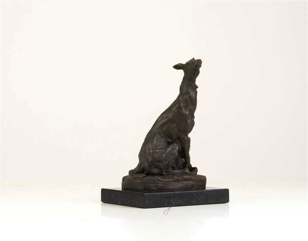 [LA-39323] Bronzeskulptur Bronzefigur Sitzender Windhund Bild 14