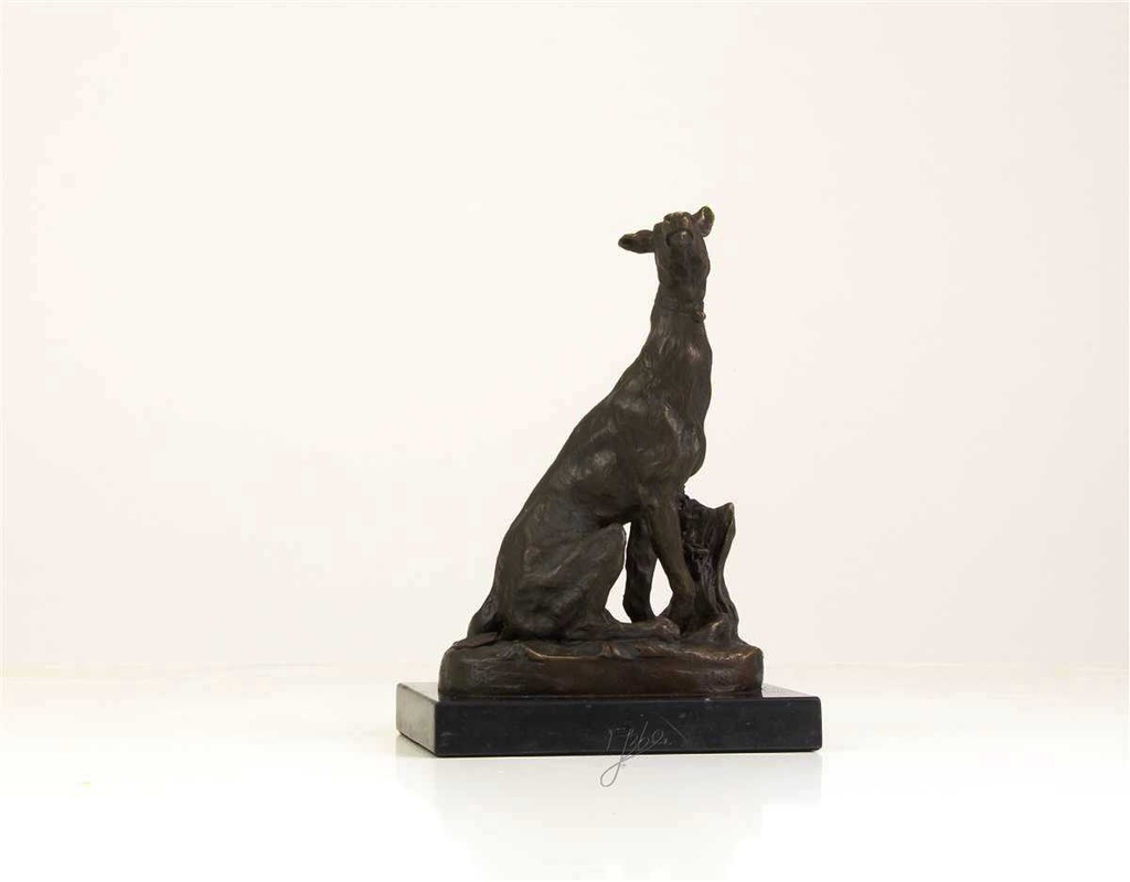[LA-39323] Bronzeskulptur Bronzefigur Sitzender Windhund Bild 15