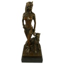 [LA-39328] Bronzeskulptur Bronzefigur Cleopatra mit Panter Bild 2