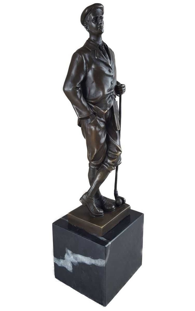 [LA-39339] Bronzeskulptur Bronzefigur Sport Mann Golfspieler Klassisch Bild 8