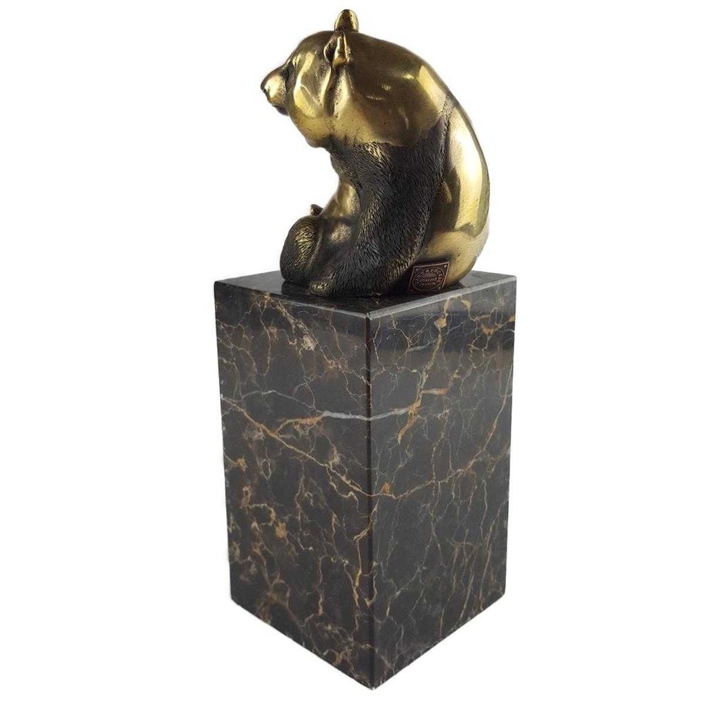 [LA-39373] Bronzeskulptur Bronzefigur Sitzender Bär Pandabär Bild 2