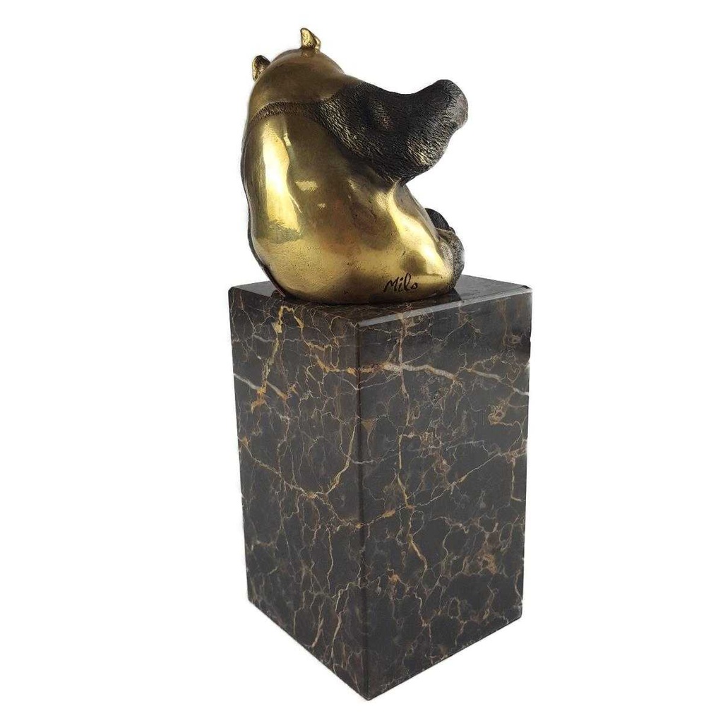 [LA-39373] Bronzeskulptur Bronzefigur Sitzender Bär Pandabär Bild 3