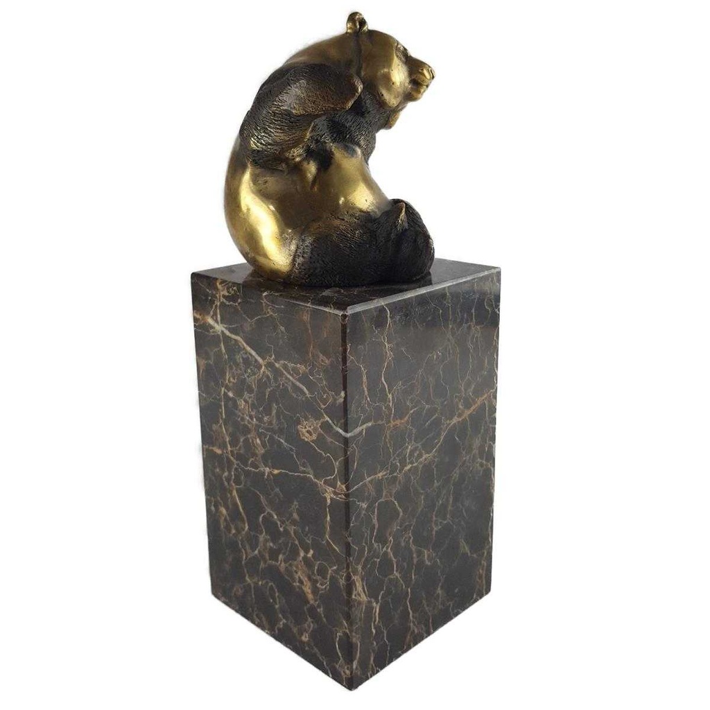 [LA-39373] Bronzeskulptur Bronzefigur Sitzender Bär Pandabär Bild 4