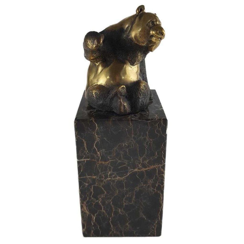[LA-39373] Bronzeskulptur Bronzefigur Sitzender Bär Pandabär Bild 5