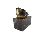 [LA-39374] Bronzeskulptur Bronzefigur Liegend Essender Panda Bär Bild 3