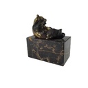 [LA-39374] Bronzeskulptur Bronzefigur Liegend Essender Panda Bär Bild 4