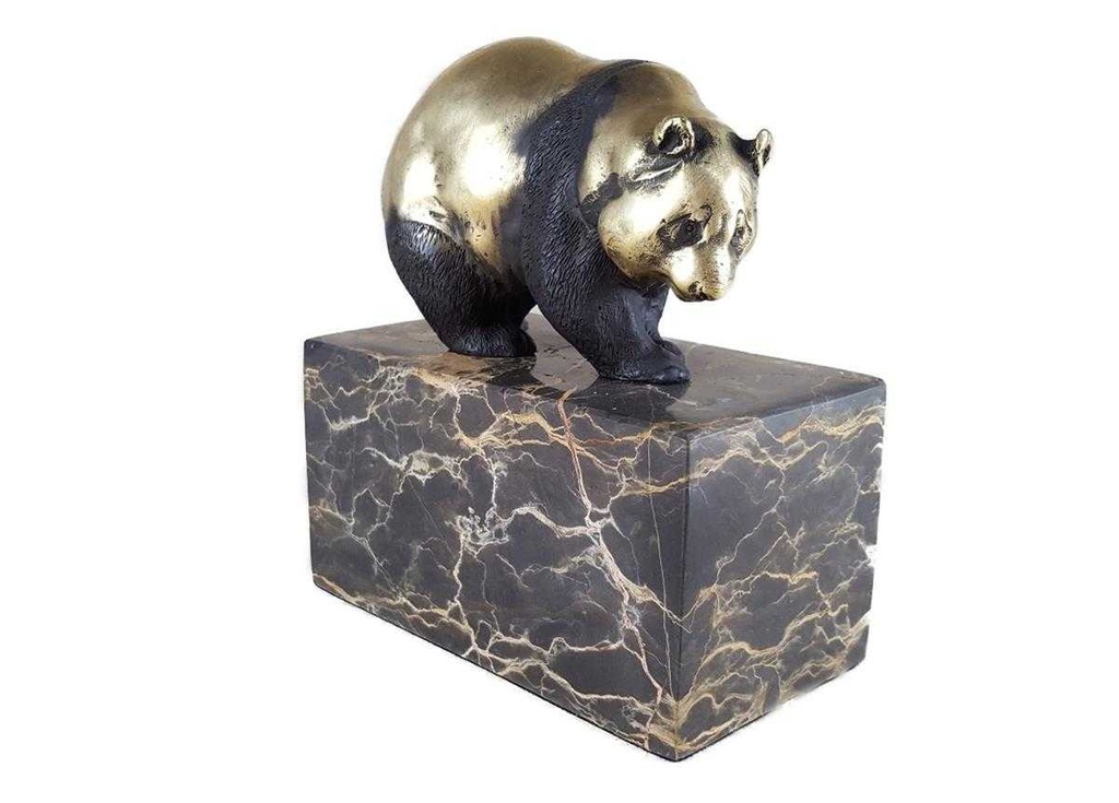[LA-39375] Bronzeskulptur Bronzefigur Stehender Panda Bär Bild 2