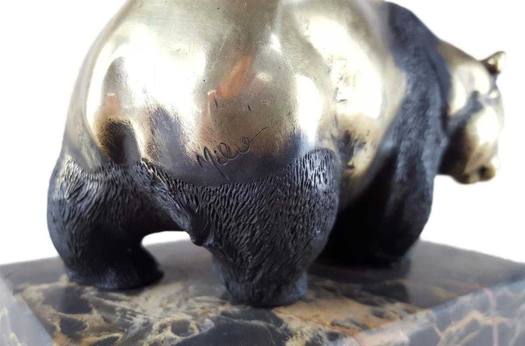 [LA-39375] Bronzeskulptur Bronzefigur Stehender Panda Bär Bild 11