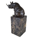 [LA-39377] Bronzeskulptur Bronzefigur Nashorn sitzend Bild 2