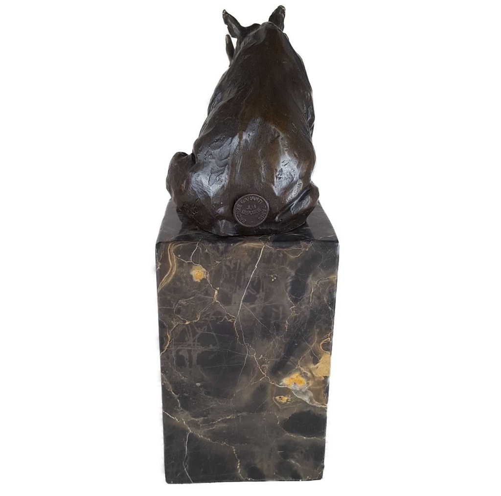 [LA-39377] Bronzeskulptur Bronzefigur Nashorn sitzend Bild 3