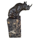 [LA-39377] Bronzeskulptur Bronzefigur Nashorn sitzend Bild 5