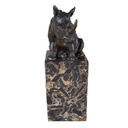 [LA-39377] Bronzeskulptur Bronzefigur Nashorn sitzend Bild 7