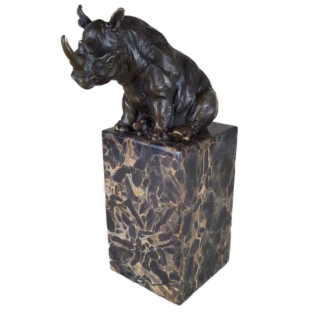 [LA-39377] Bronzeskulptur Bronzefigur Nashorn sitzend Bild 8