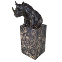 [LA-39377] Bronzeskulptur Bronzefigur Nashorn sitzend Bild 8