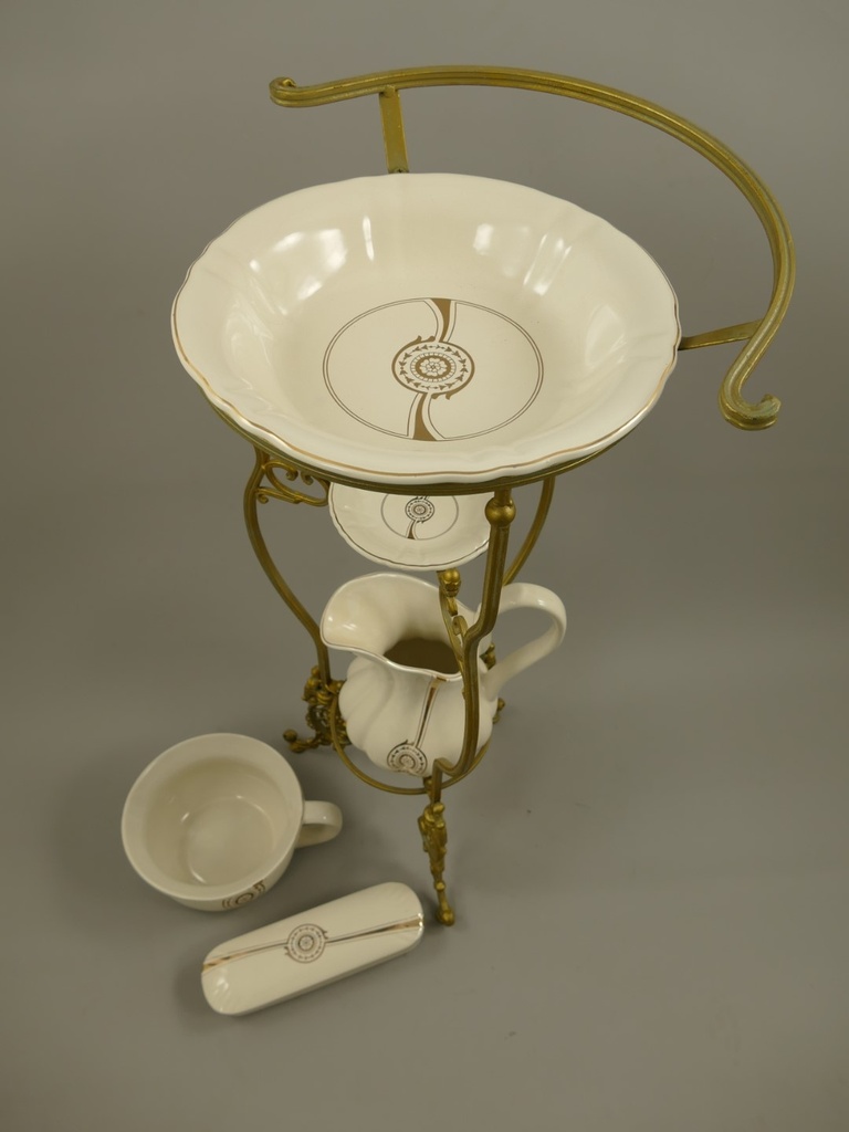[LA-39425] Waschsetständer Metallständer Waschset Ständer Eisen Messing-Look Bild 7