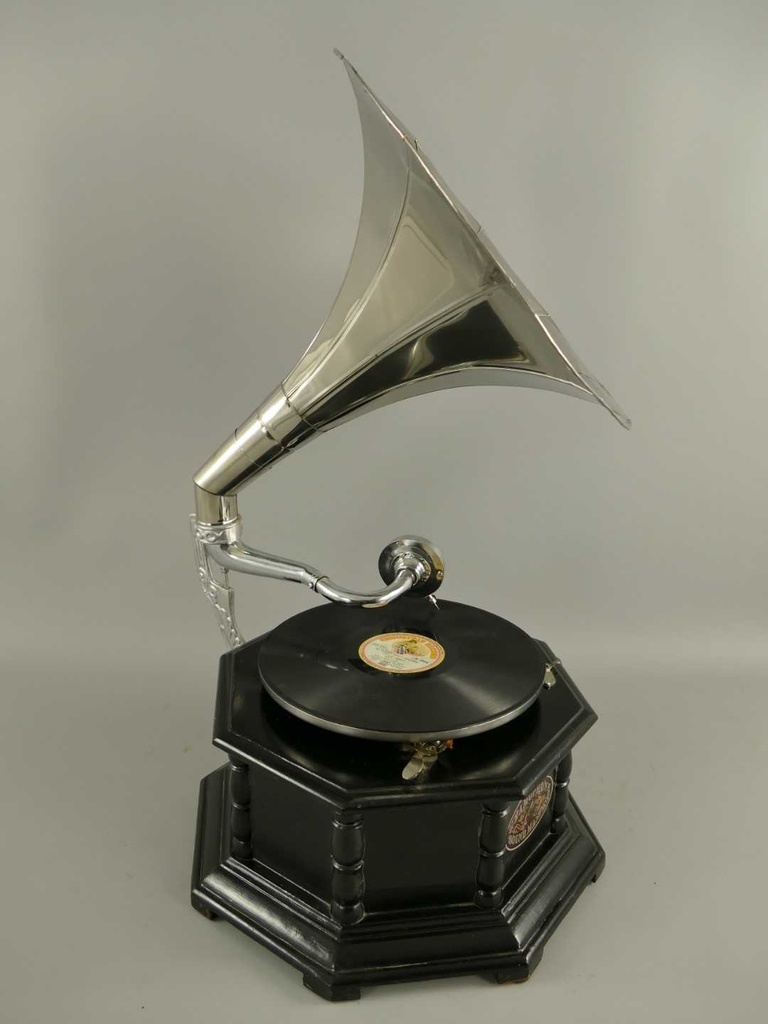 [LA-39581] Trichtergrammophon vernickelt 8-eckig acheckig Bild 5