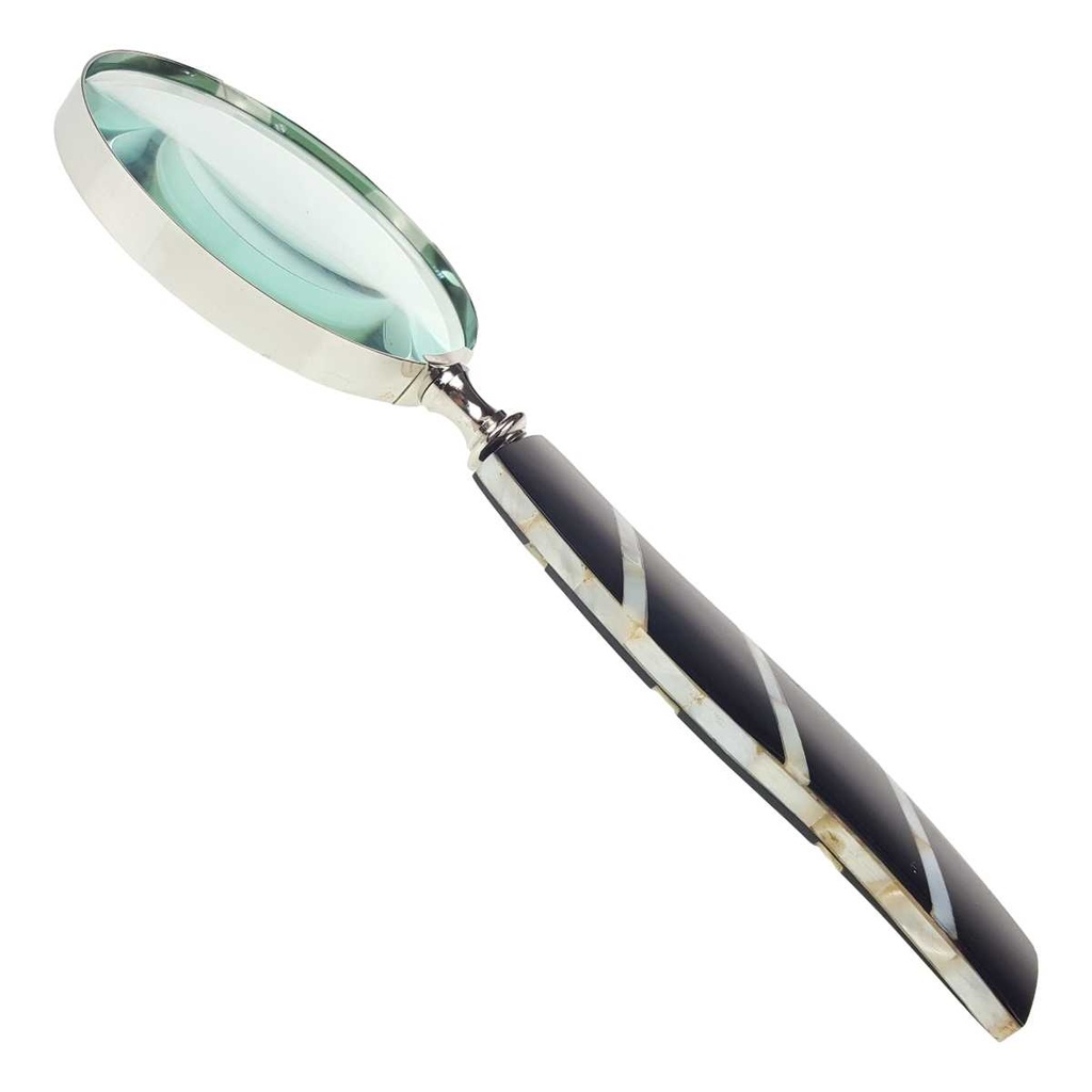 [LA-39798] Leselupe Handlupe Vergrößerungsglas Glas vernickelt Schwarz Bild 5