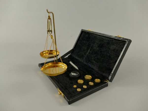 [LA-39847] Goldwaage 50 Gramm Gewichte mit Lederbox Bild 4