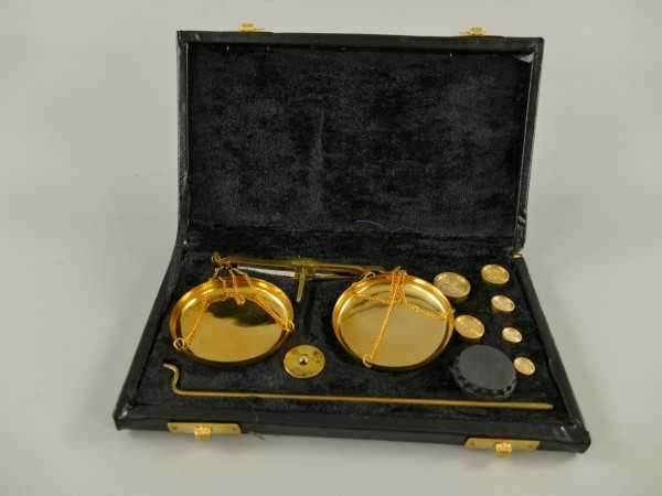 [LA-39847] Goldwaage 50 Gramm Gewichte mit Lederbox Bild 5