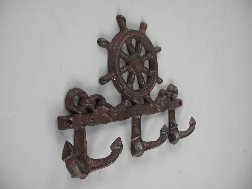 [LA-40684] Wandhaken Eisen Schiffssteuerrad Rustikal Bild 3