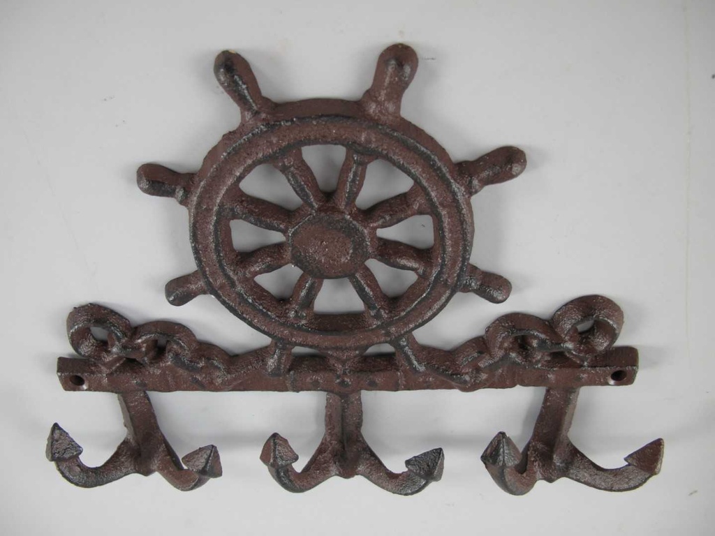 [LA-40684] Wandhaken Eisen Schiffssteuerrad Rustikal Bild 4