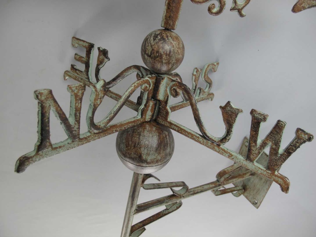 [LA-41118] Wetterhahn Wetterfahne Gusseisen Hexe auf Besen farbig Wandmontage Bild 3
