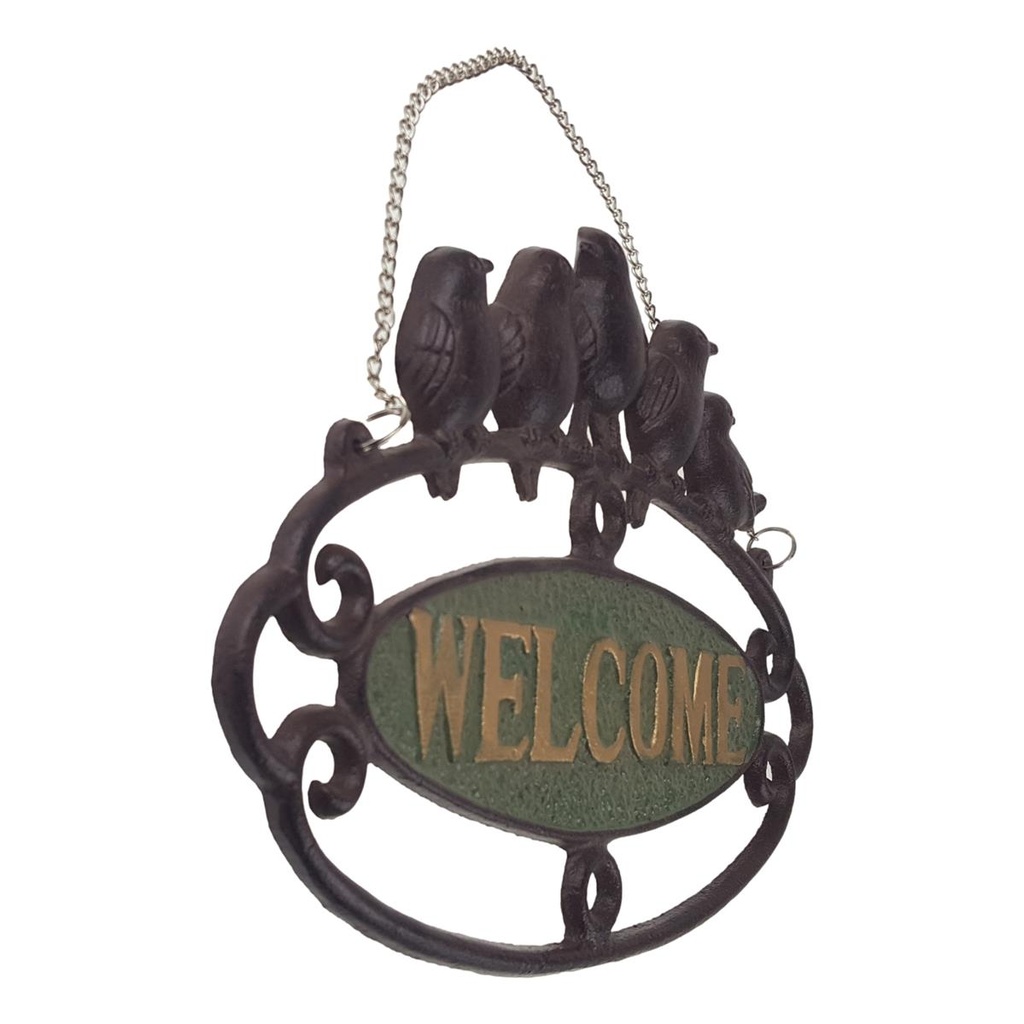 [LA-41180] Wandschild Wandplakette Gusseisen Wanddeko - Welcome Vögel Bild 2