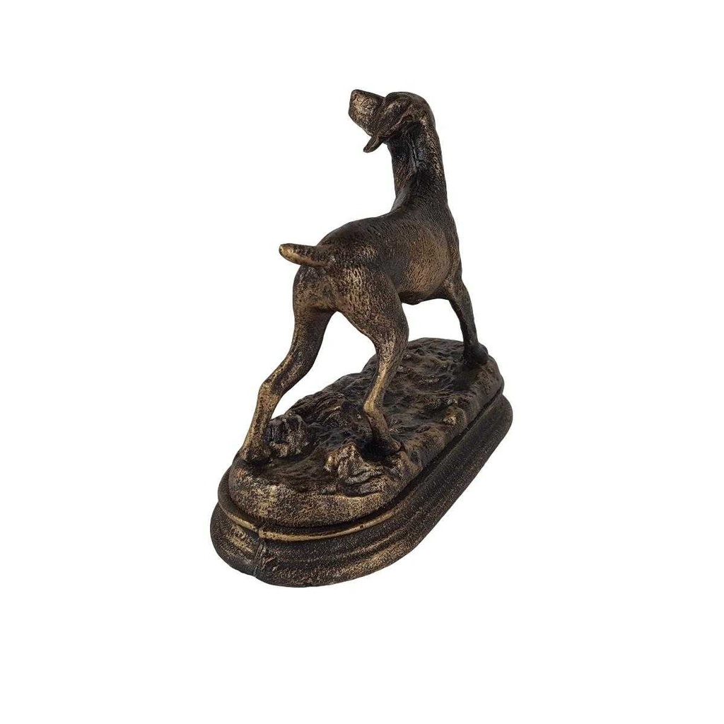 [LA-41197] Figur Skulptur Gusseisen Bronzelook Jagdhund L 21 H 17 cm Bild 5