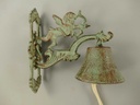 [LA-41393] Wandglocke Türglocke Türklopfer Gusseisen Engel grün patiniert Bild 4