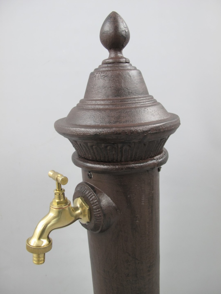 [LA-41572] Zapfsäule Rund Alu. rustikal braun Messing Hahn H 75 cm Bild 3