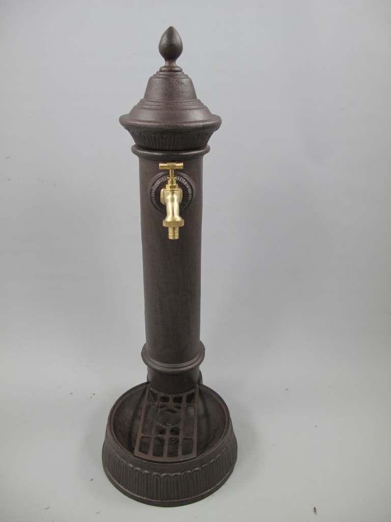 [LA-41572] Zapfsäule Rund Alu. rustikal braun Messing Hahn H 75 cm Bild 4