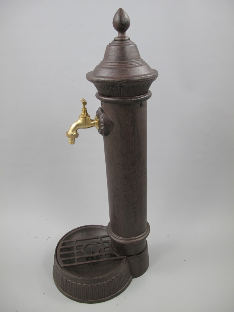 [LA-41572] Zapfsäule Rund Alu. rustikal braun Messing Hahn H 75 cm Bild 5