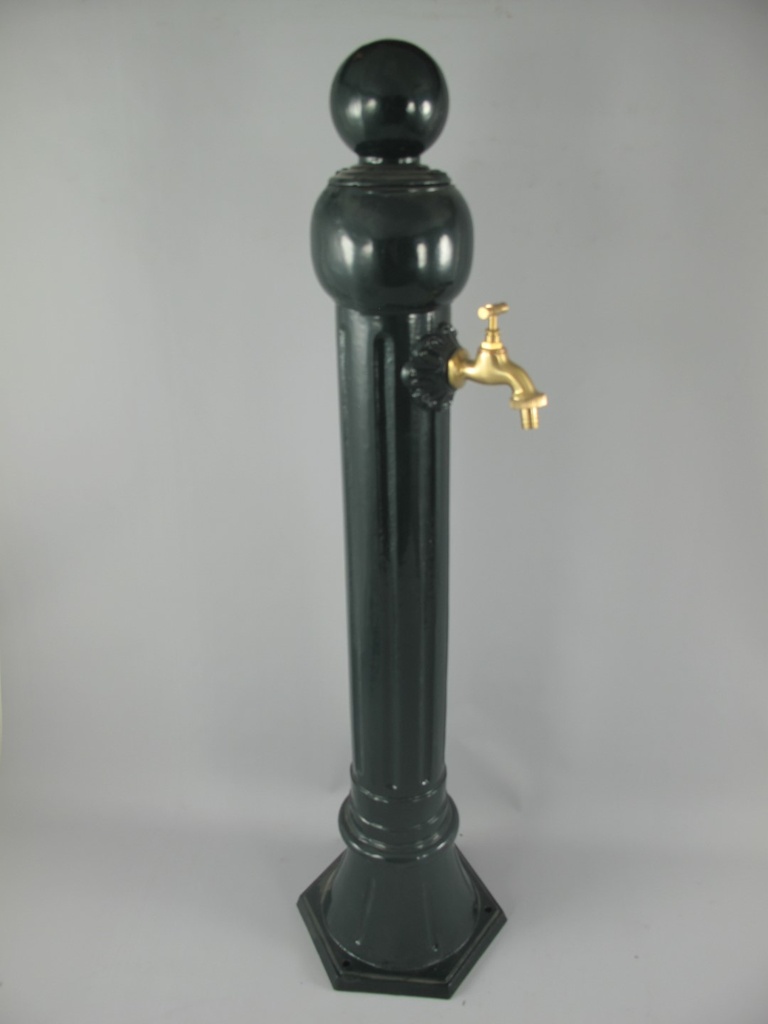 [LA-41573] Zapfsäule Rund Alu. grün Messing Hahn H 97x23 cm Bild 2