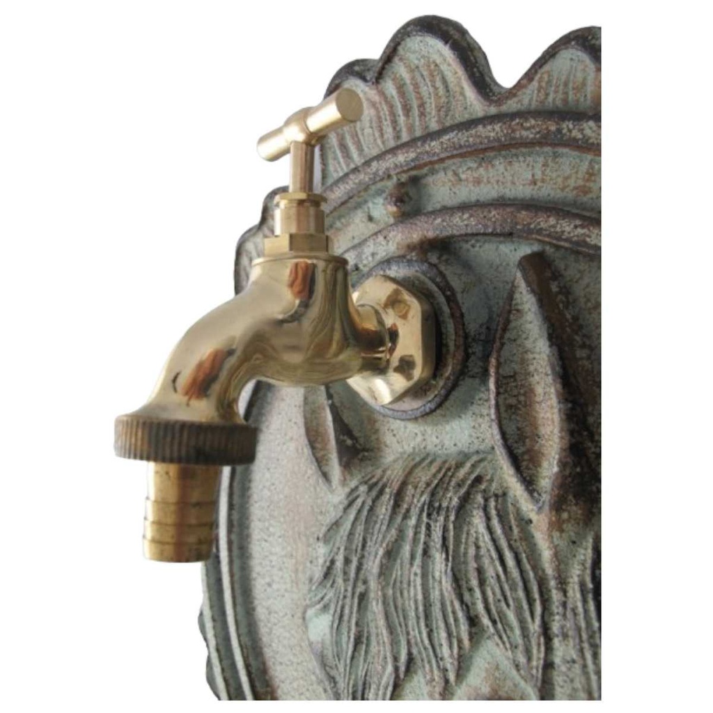 [LA-41577] Wandbrunnen Wassersäule Gartenbrunnen Zapfstelle Gusseisen farbig Terrasse Bild 2