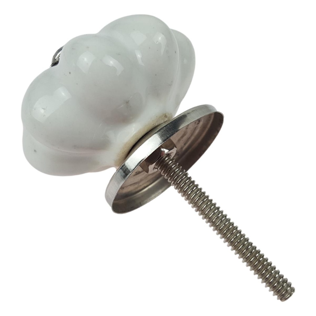 [LA-42440] Porzellanknopf Möbelgriff Schubladengriff Möbelknauf weiß Porzellan gerillt Bild 3