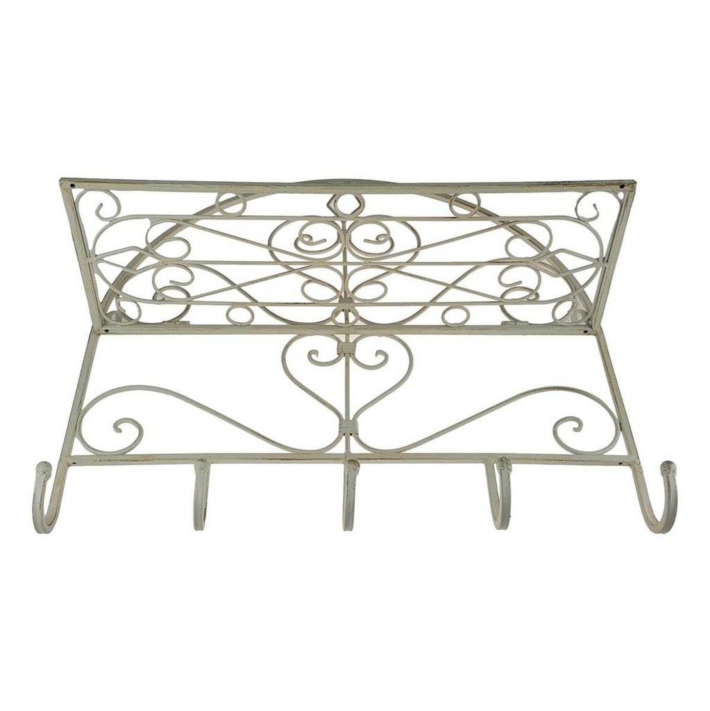 [LA-42808] Garderobenhaken Kleiderhaken Wandhaken Eisen Altweiß L 45x45x17 cm Bild 2
