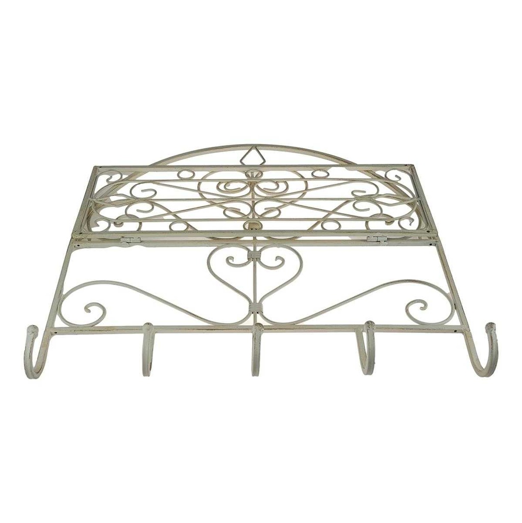 [LA-42808] Garderobenhaken Kleiderhaken Wandhaken Eisen Altweiß L 45x45x17 cm Bild 3